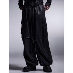 画像7: 【2025AW先行予約】kiryuyrik キリュウキリュウ / 130Chintz Wide Cargo Pants (black) (7)