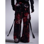 画像5: 【2025AW先行予約】kiryuyrik キリュウキリュウ / Flora Velor Wide Cargo Pants (flora) (5)