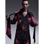 画像5: 【2025AW先行予約】kiryuyrik キリュウキリュウ / SAKURA Decine Shirt (black x pink) (5)