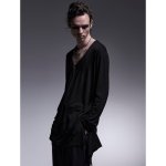 画像2: 【2025AW先行予約】kiryuyrik キリュウキリュウ / Warm Jersey Henry Flare T Shirt (black) (2)