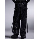 画像9: 【2025AW先行予約】kiryuyrik キリュウキリュウ / 130Chintz Wide Cargo Pants (black) (9)
