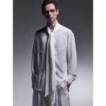 画像2: 【2025AW先行予約】kiryuyrik キリュウキリュウ / Gergette Crepe Stoal Shirts (2色展開) (2)