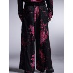 画像4: 【2025AW先行予約】kiryuyrik キリュウキリュウ / SAKURA Decine Wide Tuck Slacks (black x pink) (4)