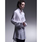 画像10: 【2025AW先行予約】kiryuyrik キリュウキリュウ / CHIRIMEN Sharring Frill Shirt (2色展開) (10)