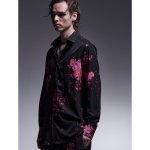 画像3: 【2025AW先行予約】kiryuyrik キリュウキリュウ / SAKURA Decine Shirt (black x pink) (3)
