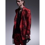画像2: 【2025AW先行予約】kiryuyrik キリュウキリュウ / Flora High Tension Jersey Layered Jacket (black x red) (2)