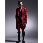 画像4: 【2025AW先行予約】kiryuyrik キリュウキリュウ / Flora High Tension Jersey Layered Jacket (black x red) (4)