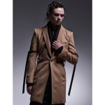 画像3: 【2025AW先行予約】kiryuyrik キリュウキリュウ / Cashmere Beaver Belted Peacked Jacket (camel) (3)