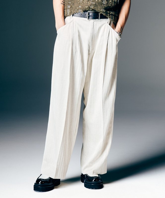 画像10: 【glamb 2026 Spring先行予約】glamb グラム / Stripe Jacquard Linen Pants (3色展開) (10)