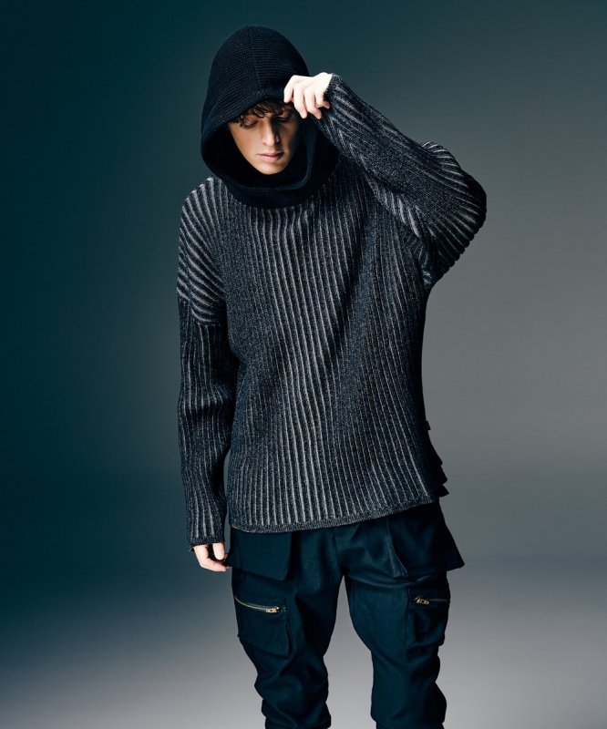 画像14: 【glamb 2026 Spring先行予約】glamb グラム / Stripe Rib Knit Hoodie (2色展開) (14)