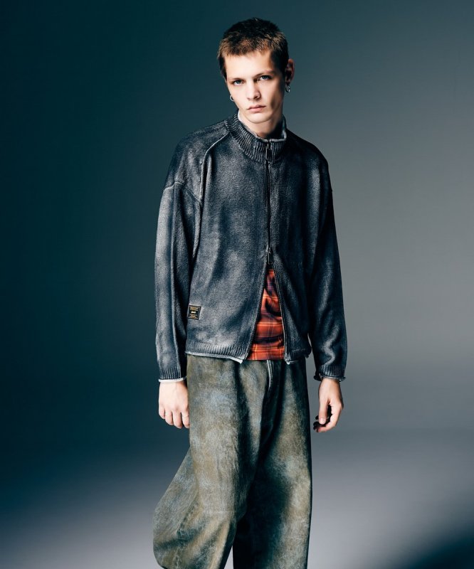 画像14: 【glamb 2026 Spring先行予約】glamb グラム / Paraffin Coated Knit Blouson (2色展開) (14)