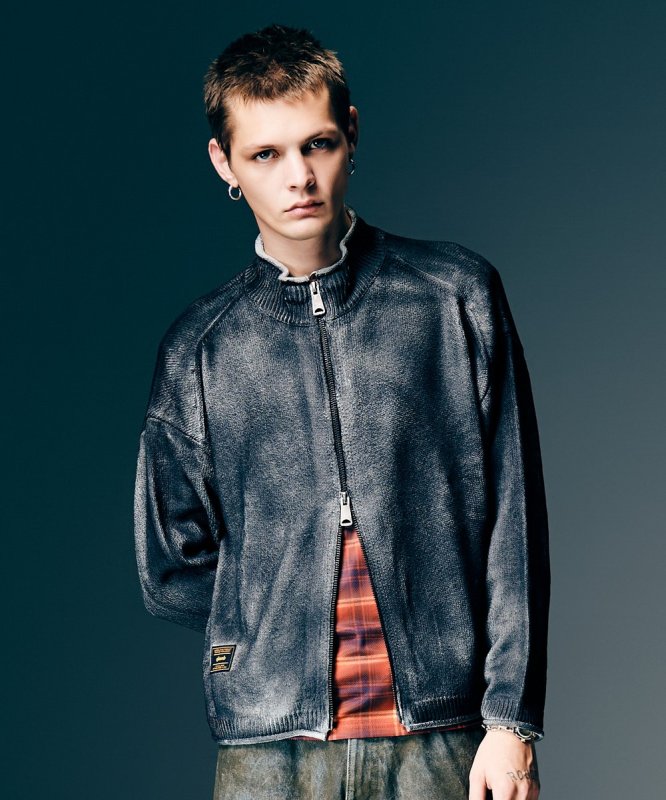 画像10: 【glamb 2026 Spring先行予約】glamb グラム / Paraffin Coated Knit Blouson (2色展開) (10)