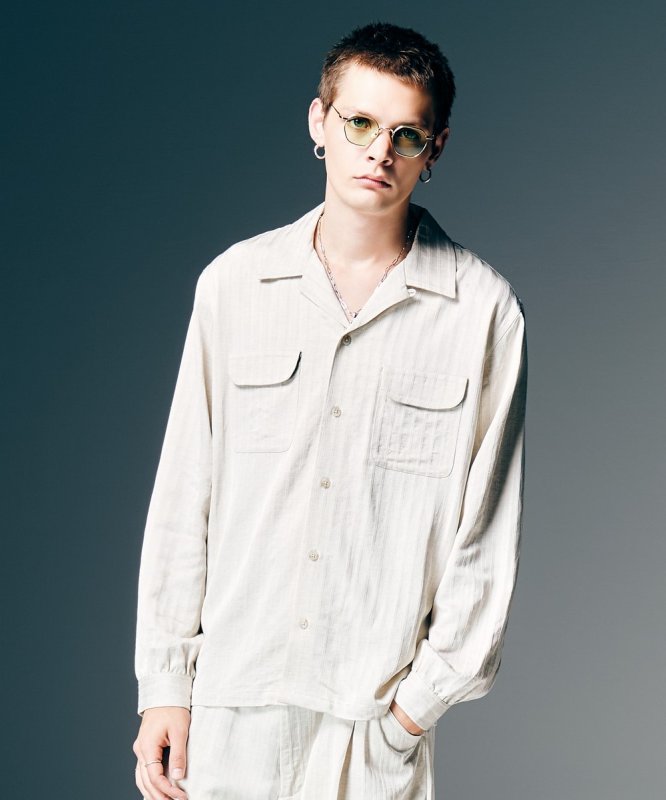 画像10: 【glamb 2026 Spring先行予約】glamb グラム / Stripe Jacquard Linen Shirt (3色展開) (10)