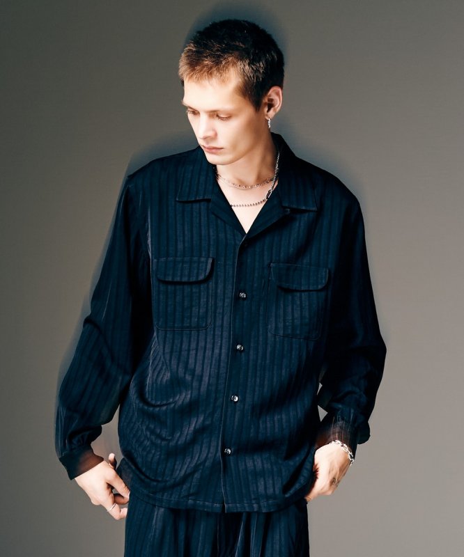 画像15: 【glamb 2026 Spring先行予約】glamb グラム / Stripe Jacquard Linen Shirt (3色展開) (15)