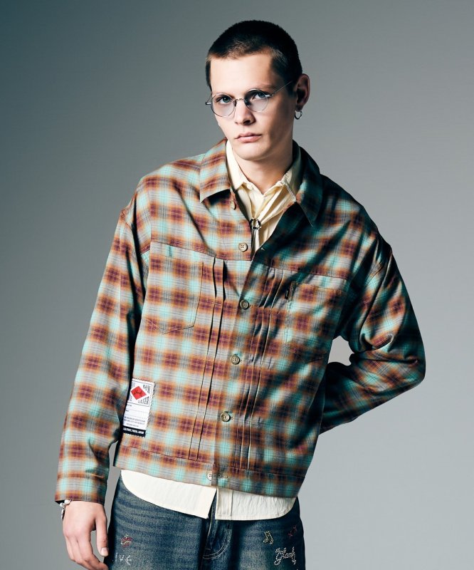 画像4: 【glamb 2026 Summer先行予約】glamb グラム / Ombre Check Shirt Jacket (2色展開) (4)