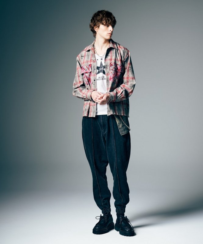 画像11: 【glamb 2026 Summer先行予約】glamb グラム / Grunge Stain Check Shirt (2色展開) (11)