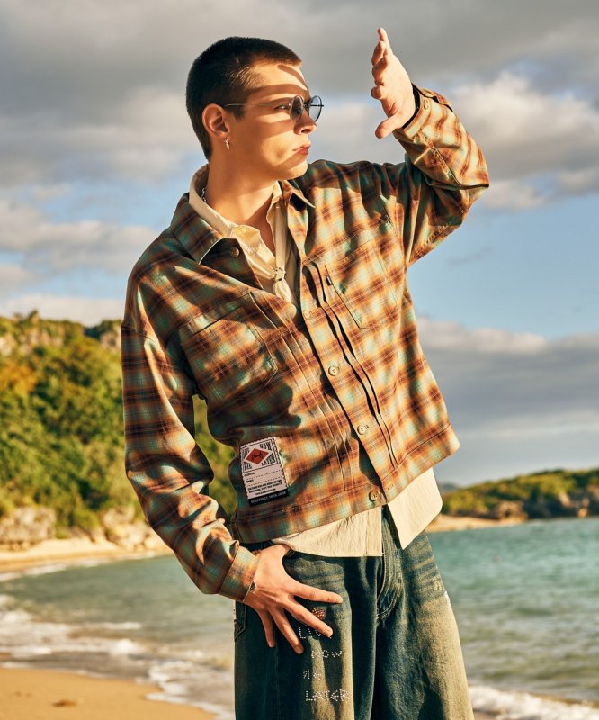 画像17: 【glamb 2026 Summer先行予約】glamb グラム / Ombre Check Shirt Jacket (2色展開) (17)