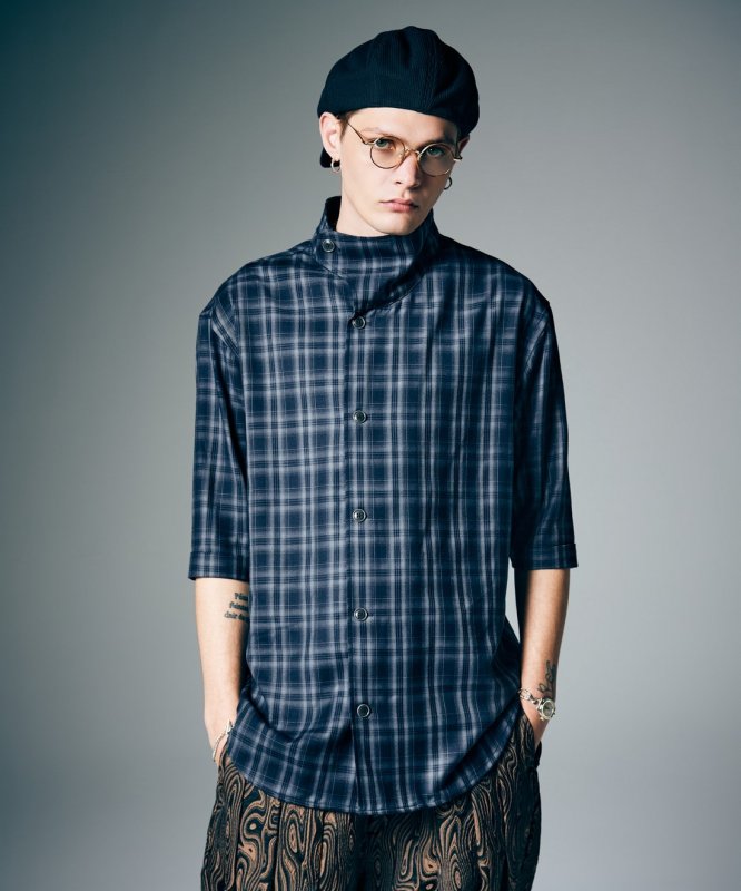 画像7: 【glamb 2026 Summer先行予約】glamb グラム / Stand Collar Check Shirt (2色展開) (7)