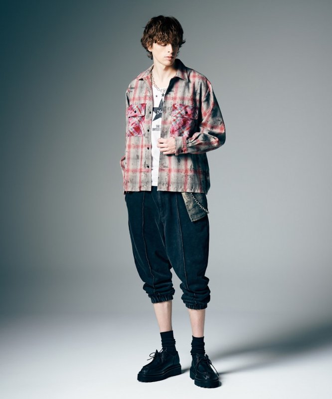 画像10: 【glamb 2026 Summer先行予約】glamb グラム / Grunge Stain Check Shirt (2色展開) (10)