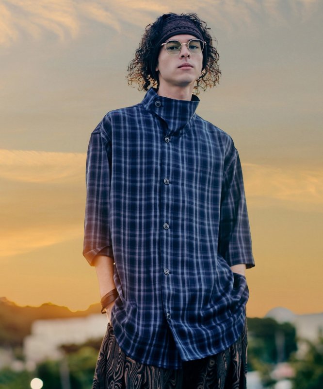 画像11: 【glamb 2026 Summer先行予約】glamb グラム / Stand Collar Check Shirt (2色展開) (11)