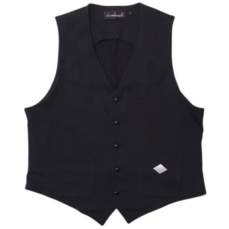el conductorh コンダクター ベスト el conductorH コンダクター / COTTON WESTERN SWITCH VEST (black)の
