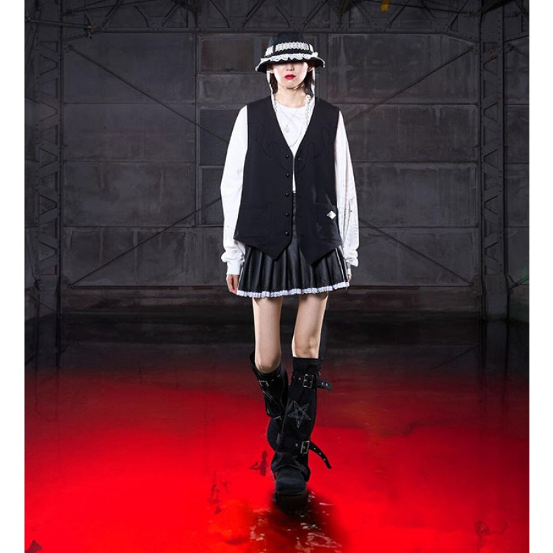 el conductorH コンダクター / COTTON WESTERN SWITCH VEST (black)の