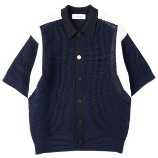 CULLNI クルニ / Mesh Knit Short Sleeve Jacket (dark navy)の通販
