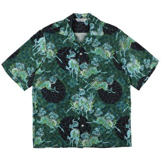 NIPOALOHA ニポアロハ / SILK CUPRO SHORT SLEEVE ALOHA SHIRT (QILIN