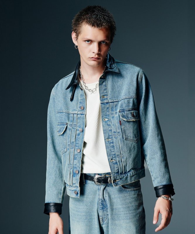 画像15: 【glamb 2026 Autumn先行予約】glamb グラム / Leather Combination Denim Set Up (2色展開) (15)