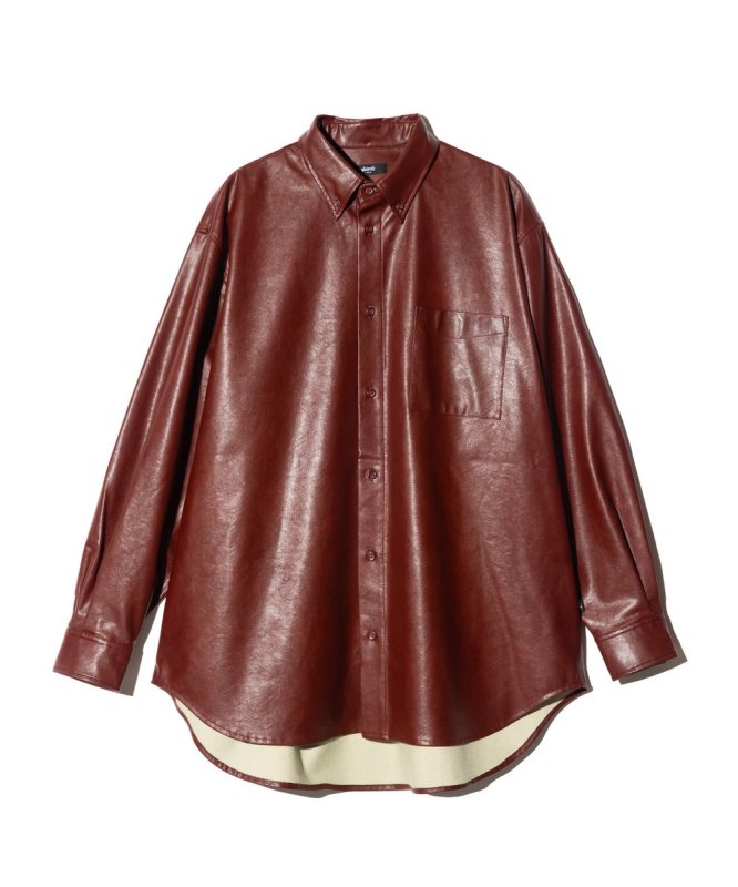 画像2: 【glamb 2026 Autumn先行予約】glamb グラム / Synth Leather Button Down Shirt (2色展開) (2)