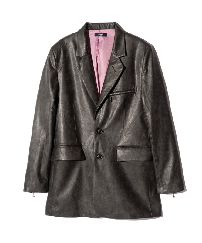 画像2: 【glamb 2026 Autumn先行予約】glamb グラム / Synth Leather Tailored Jacket (2色展開) (2)