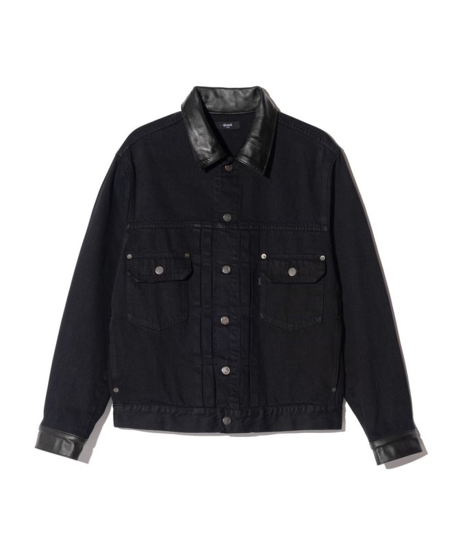 画像2: 【glamb 2026 Autumn先行予約】glamb グラム / Leather Combination Denim Jacket (2色展開) (2)