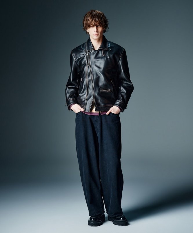 画像13: 【glamb 2026 Autumn先行予約】glamb グラム / Leather Combination Wide Denim (2色展開) (13)