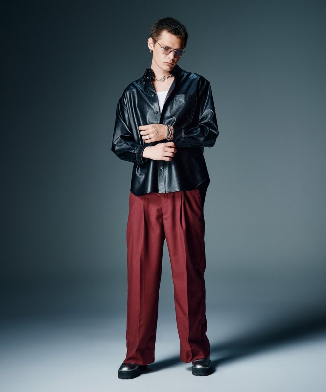 画像7: 【glamb 2026 Autumn先行予約】glamb グラム / Synth Leather Button Down Shirt (2色展開) (7)