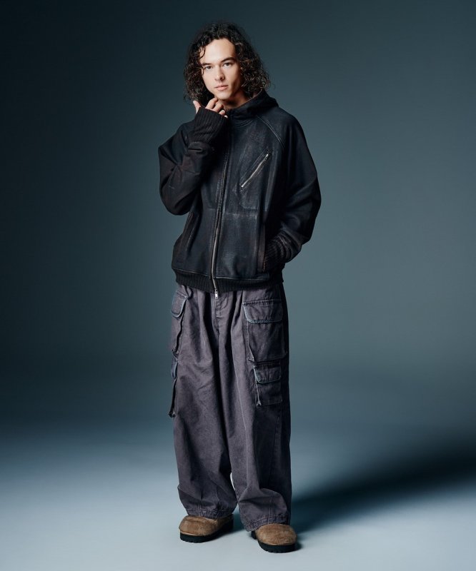 画像8: 【glamb 2026 Autumn先行予約】glamb グラム / Paraffin Coated High Neck Hoodie (2色展開) (8)