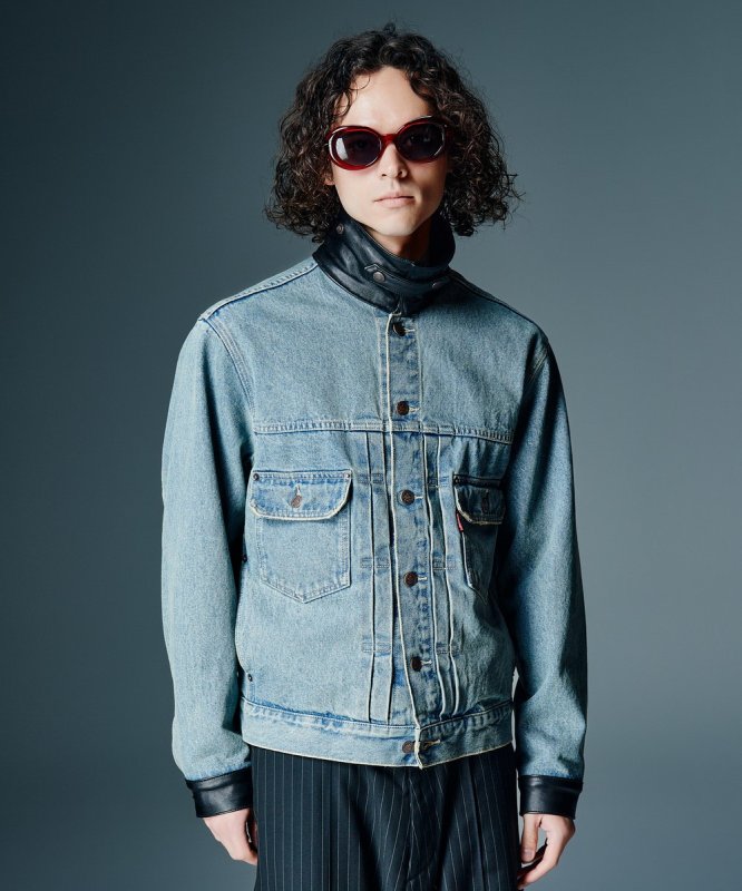 画像6: 【glamb 2026 Autumn先行予約】glamb グラム / Leather Combination Denim Jacket (2色展開) (6)
