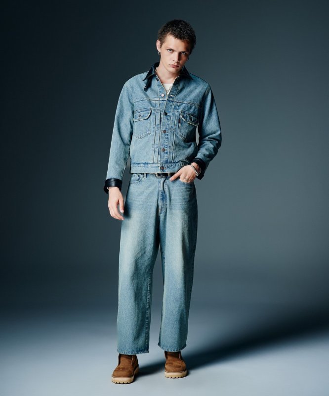 画像1: 【glamb 2026 Autumn先行予約】glamb グラム / Leather Combination Denim Set Up (2色展開) (1)
