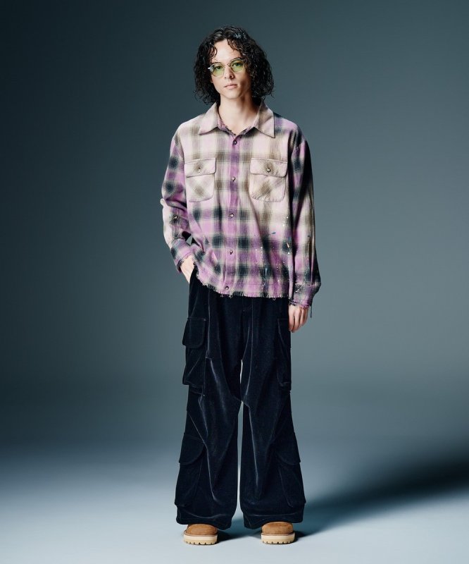 画像8: 【glamb 2026 Autumn先行予約】glamb グラム / Paint Splash Check Shirt (2色展開) (8)
