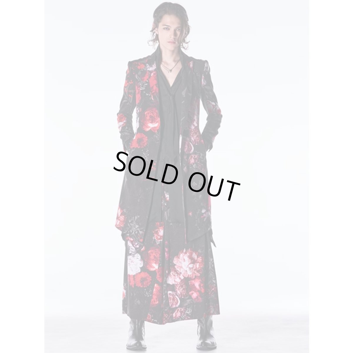 画像2: 【2026AW先行予約】kiryuyrik キリュウキリュウ / Goth Flora Suede Satin Flare Jacket (2色展開) (2)