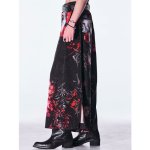 画像3: 【2026AW先行予約】kiryuyrik キリュウキリュウ / Goth Flora Suede Satin Wide Tuck Slacks (2色展開) (3)