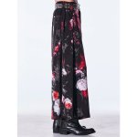 画像2: 【2026AW先行予約】kiryuyrik キリュウキリュウ / Goth Flora Suede Satin Wide Tuck Slacks (2色展開) (2)