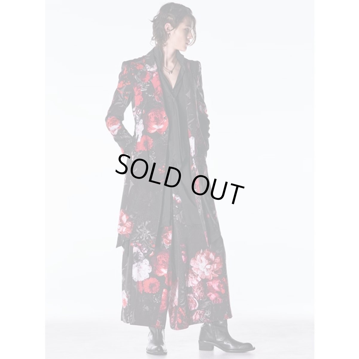 画像3: 【2026AW先行予約】kiryuyrik キリュウキリュウ / Goth Flora Suede Satin Flare Jacket (2色展開) (3)