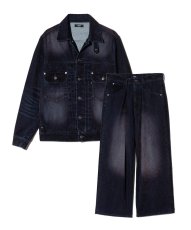 画像2: 【glamb 2026 Winter先行予約】glamb グラム / Gloss Flockey Denim Set Up (2色展開) (2)