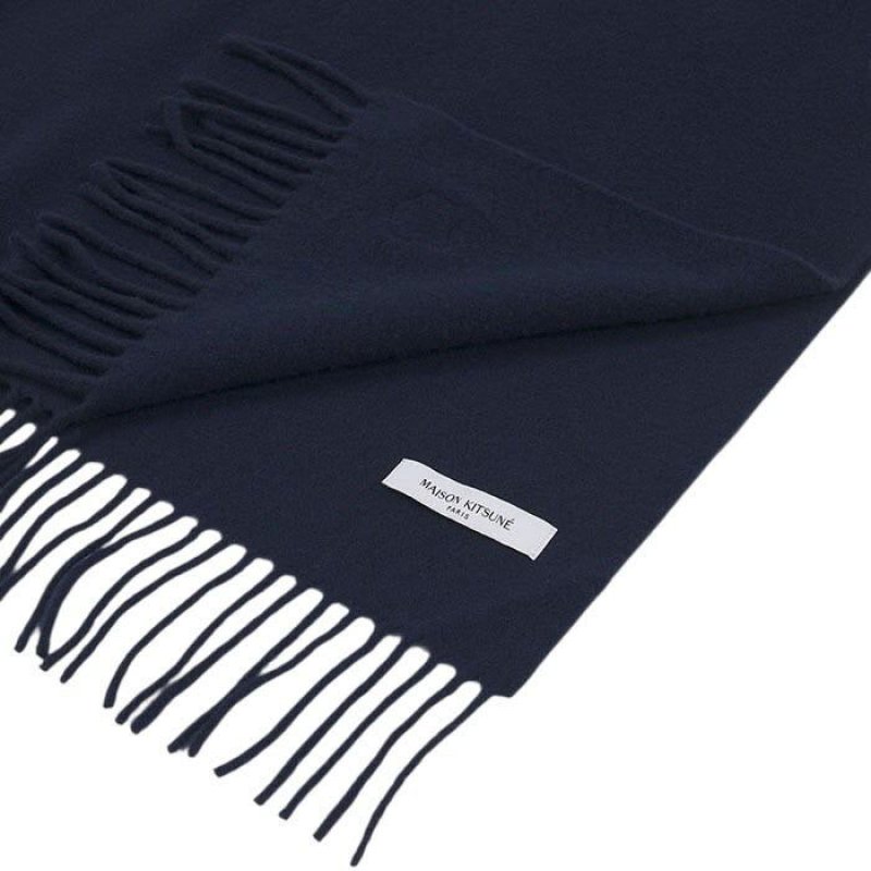 MAISON KITSUNE メゾンキツネ / FOX HEAD SCARF (classic navy)の通販